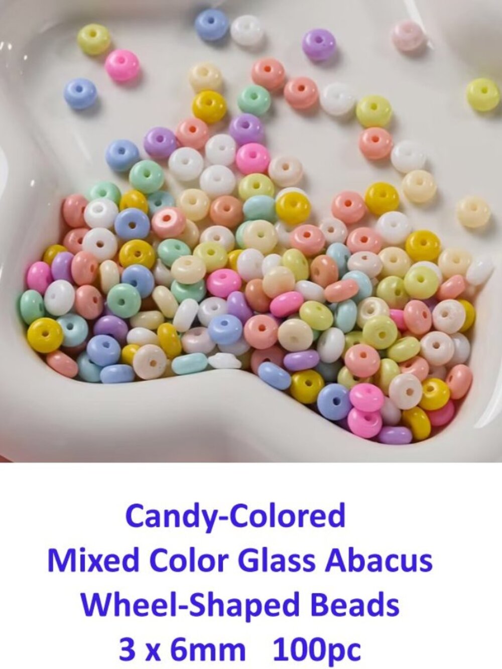 Candy-Colored Mixed Color Glass Abacus Wheel-Shaped Beads 3 x 6mm 100pc